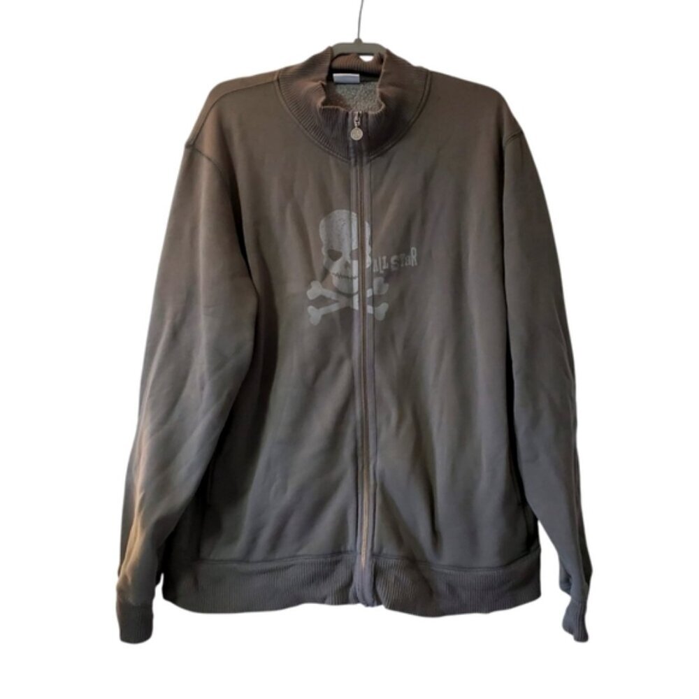 Converse Y2K 2000s Skater Skull Zip Fleece Utility Sweater XXXL